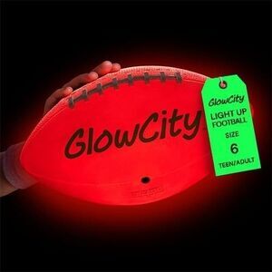 GlowCity Glow in The Dark Football Light Up LED Ball Evening Play Size 6 Orange